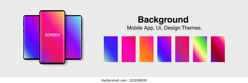 Screens vibrant gradient set background for smartphones and mobile phones. Background for mobile app, ui, design theme. vector