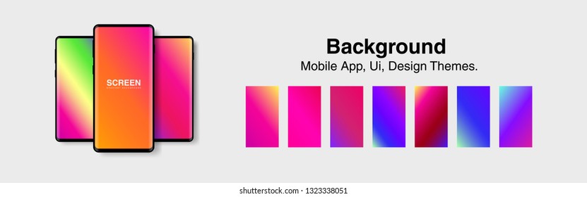 Screens vibrant gradient set background for smartphones and mobile phones. Background for mobile app, ui, design theme. vector