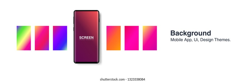 Screens vibrant gradient set background for smartphones and mobile phones. Background for mobile app, ui, design theme. vector