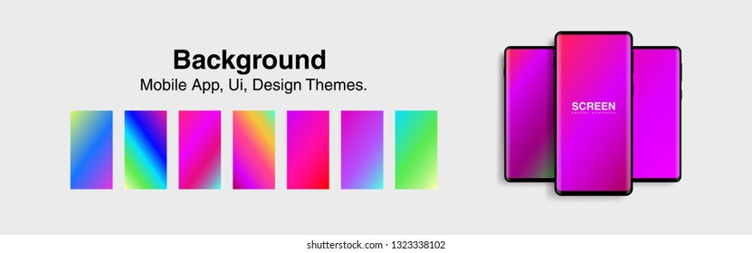 Screens vibrant gradient set background for smartphones and mobile phones. Background for mobile app, ui, design theme. vector