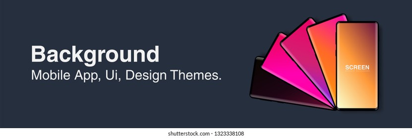 Screens vibrant gradient set background for smartphones and mobile phones. Background for mobile app, ui, design theme. vector