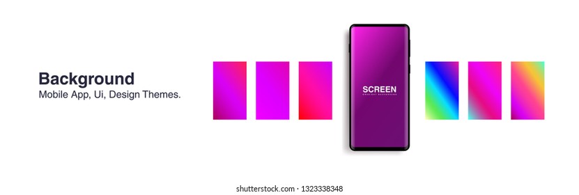 Screens vibrant gradient set background for smartphones and mobile phones. Background for mobile app, ui, design theme. vector