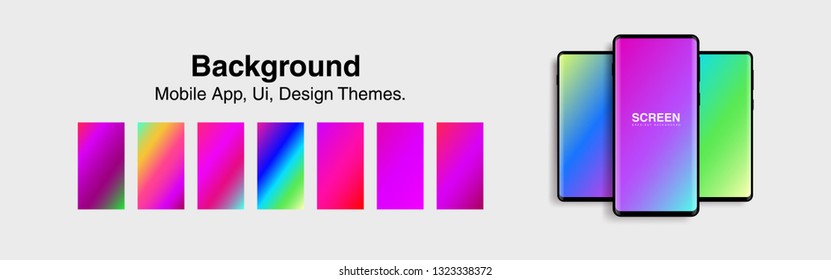 Screens vibrant gradient set background for smartphones and mobile phones. Background for mobile app, ui, design theme. vector