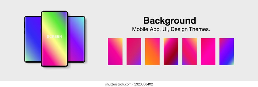 Screens vibrant gradient set background for smartphones and mobile phones. Background for mobile app, ui, design theme. vector