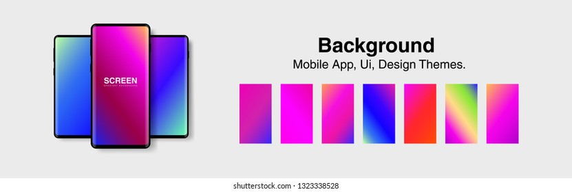 Screens vibrant gradient set background for smartphones and mobile phones. Background for mobile app, ui, design theme. vector