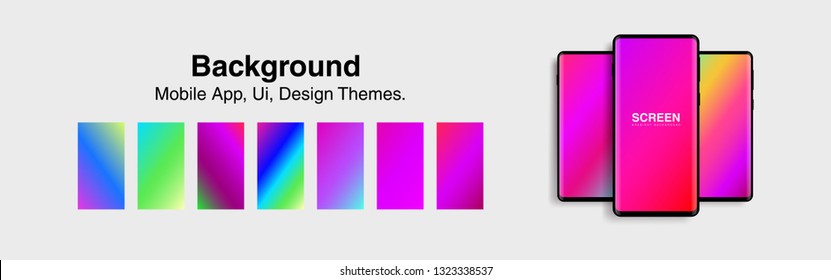 Screens vibrant gradient set background for smartphones and mobile phones. Background for mobile app, ui, design theme. vector