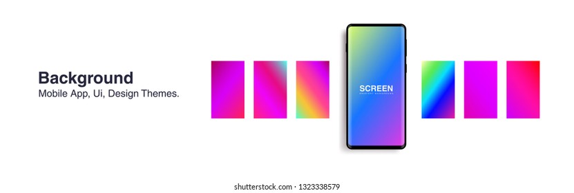 Screens vibrant gradient set background for smartphones and mobile phones. Background for mobile app, ui, design theme. vector
