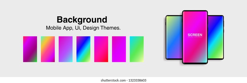 Screens vibrant gradient set background for smartphones and mobile phones. Background for mobile app, ui, design theme. vector