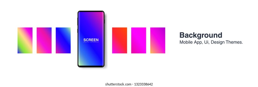 Screens vibrant gradient set background for smartphones and mobile phones. Background for mobile app, ui, design theme. vector