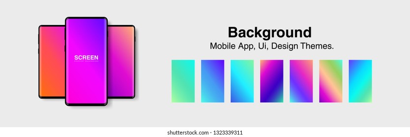 Screens vibrant gradient set background for smartphones and mobile phones. Background for mobile app, ui, design theme. vector