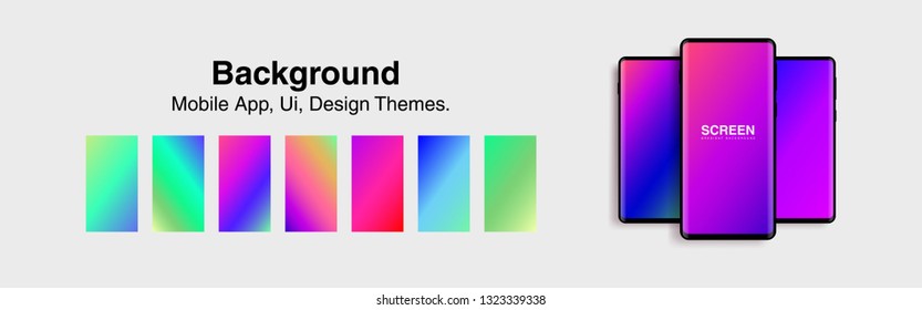 Screens vibrant gradient set background for smartphones and mobile phones. Background for mobile app, ui, design theme. vector