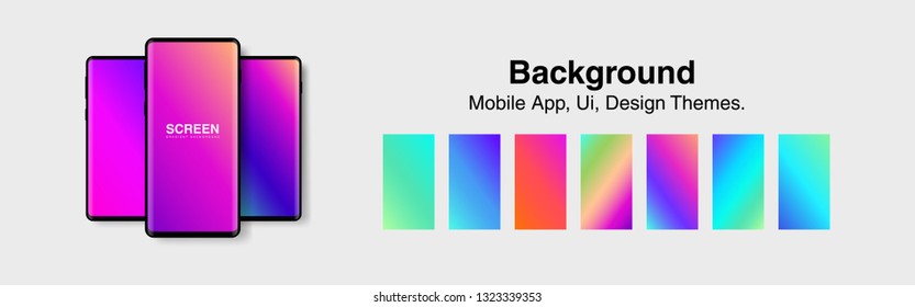 Screens vibrant gradient set background for smartphones and mobile phones. Background for mobile app, ui, design theme. vector