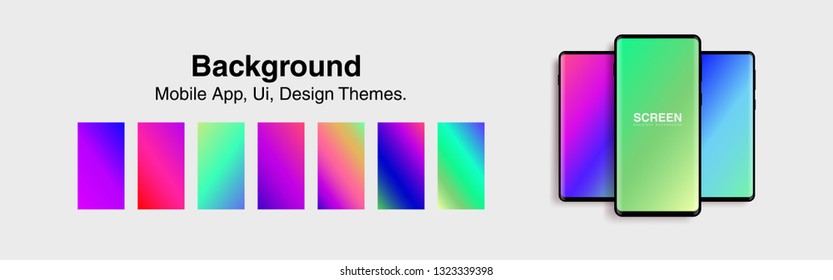Screens vibrant gradient set background for smartphones and mobile phones. Background for mobile app, ui, design theme. vector