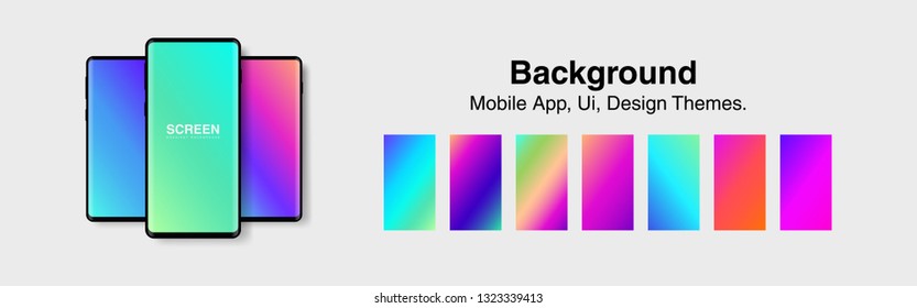 Screens vibrant gradient set background for smartphones and mobile phones. Background for mobile app, ui, design theme. vector