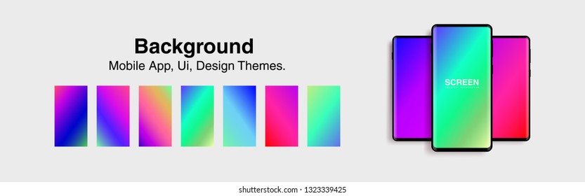 Screens vibrant gradient set background for smartphones and mobile phones. Background for mobile app, ui, design theme. vector