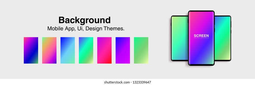 Screens vibrant gradient set background for smartphones and mobile phones. Background for mobile app, ui, design theme. vector