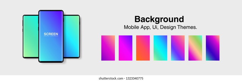 Screens vibrant gradient set background for smartphones and mobile phones. Background for mobile app, ui, design theme. vector
