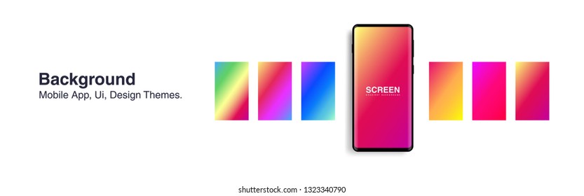 Screens vibrant gradient set background for smartphones and mobile phones. Background for mobile app, ui, design theme. vector