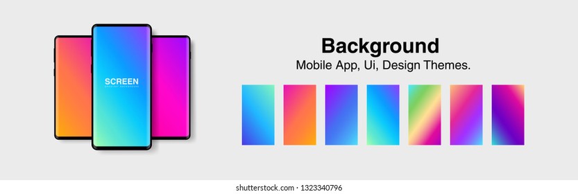 Screens vibrant gradient set background for smartphones and mobile phones. Background for mobile app, ui, design theme. vector