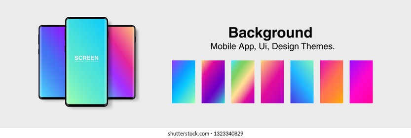 Screens vibrant gradient set background for smartphones and mobile phones. Background for mobile app, ui, design theme. vector