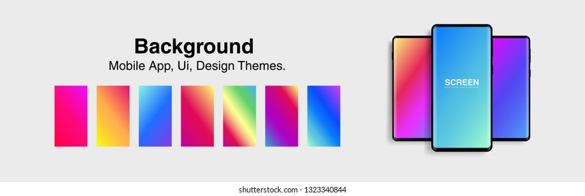 Screens vibrant gradient set background for smartphones and mobile phones. Background for mobile app, ui, design theme. vector