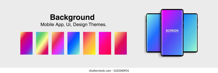 Screens vibrant gradient set background for smartphones and mobile phones. Background for mobile app, ui, design theme. vector