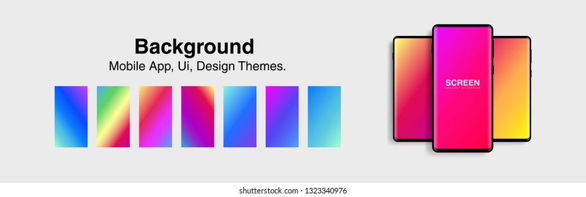 Screens vibrant gradient set background for smartphones and mobile phones. Background for mobile app, ui, design theme. vector