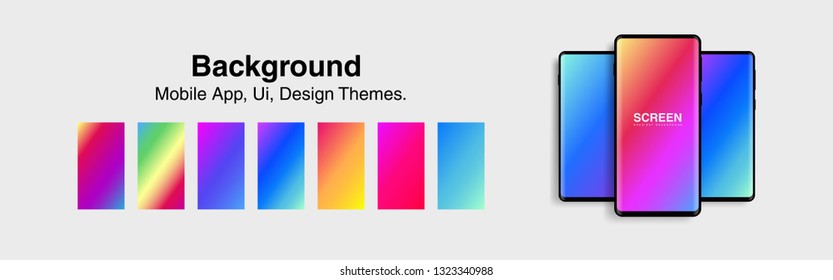 Screens vibrant gradient set background for smartphones and mobile phones. Background for mobile app, ui, design theme. vector