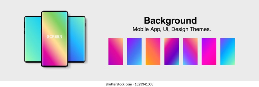Screens vibrant gradient set background for smartphones and mobile phones. Background for mobile app, ui, design theme. vector