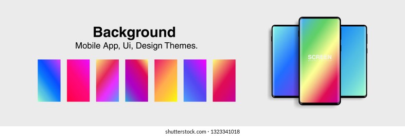 Screens vibrant gradient set background for smartphones and mobile phones. Background for mobile app, ui, design theme. vector
