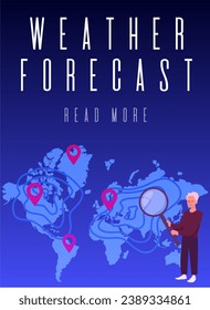 Screensaver or banner design for television weather forecast program, flat vector illustration. Meteorology and weather changes observation and prediction.