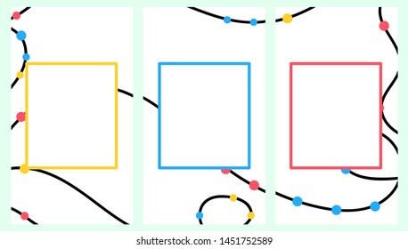 Screensaver for phone. Colorful beads are strung on a thread. Flat vector drawing. Abstract background with copy space for text. White background