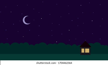 Screensaver / walpaper / background. Night landscape with starry sky.