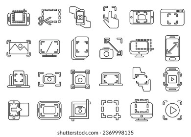 Screenshot icons set outline vector. Take app. Button phone