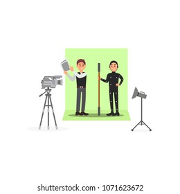 Screenwriter and actor working on the film, entertainment industry, movie making vector Illustration on a white background