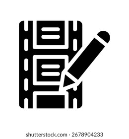 ícone de glifo de escrita de tela gráfico vetorial de ilustração. Elemento simples ilustração vetor gráfico, adequado para aplicativo, sites e apresentações isolados no fundo branco