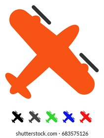Screw Aeroplane flat vector illustration with colored versions. Color screw aeroplane icon variants with black, gray, green, blue, red.