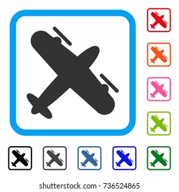 Screw Aeroplane icon. Flat grey iconic symbol inside a light blue rounded rectangle. Black, gray, green, blue, red, orange color additional versions of Screw Aeroplane vector.