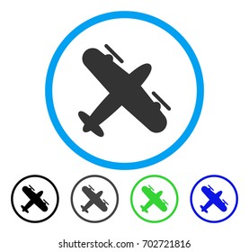 Screw Aeroplane rounded icon. Vector illustration style is a flat iconic symbol inside a circle, black, grey, blue, green versions. Designed for web and software interfaces.