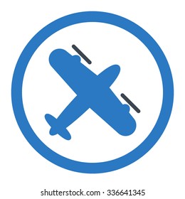 Screw Aeroplane vector icon. Style is bicolor flat rounded symbol, smooth blue colors, rounded angles, white background.