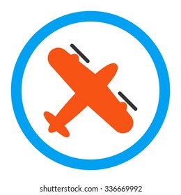 Screw Aeroplane vector icon. Style is flat rounded symbol, bright colors, rounded angles, white background.