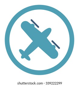 Screw Aeroplane vector icon. Style is bicolor flat rounded symbol, cyan and blue colors, rounded angles, white background.
