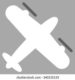 Screw Aeroplane vector icon. Style is bicolor flat symbol, dark gray and white colors, rounded angles, silver background.
