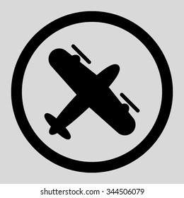 Screw Aeroplane vector icon. Style is flat rounded symbol, black color, rounded angles, light gray background.