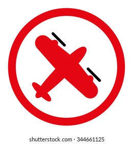 Screw Aeroplane vector icon. Style is bicolor flat rounded symbol, intensive red and black colors, rounded angles, white background.