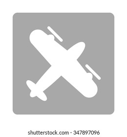 Screw Aeroplane vector icon. Style is flat rounded square button, white and silver colors, white background.
