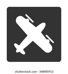 Screw Aeroplane vector icon. Style is flat rounded square button, white and gray colors, white background.