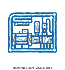 Compresor de aire de tornillo Vector de dibujo de icono de doodle. signo del compresor de aire de tornillo. ilustración de símbolo aislado