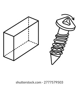 Screw being inserted into wooden block