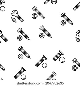 Screw And Bolt Building Accessory Vector Seamless Pattern Thin Line Illustration